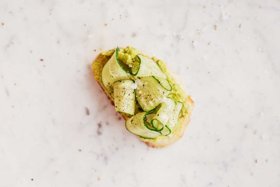 Cucumber salad on toast​